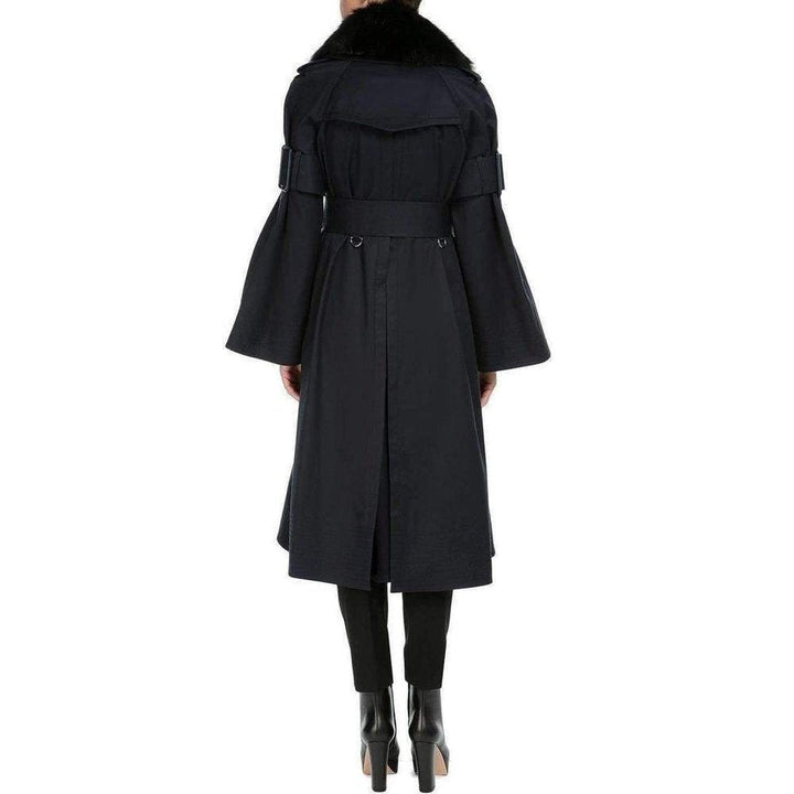 Black Double Breasted Cotton-twill Trench Coat