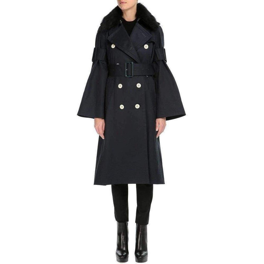 Black Double Breasted Cotton-twill Trench Coat