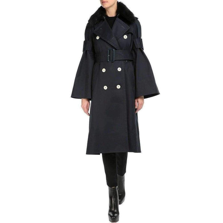 Black Double Breasted Cotton-twill Trench Coat
