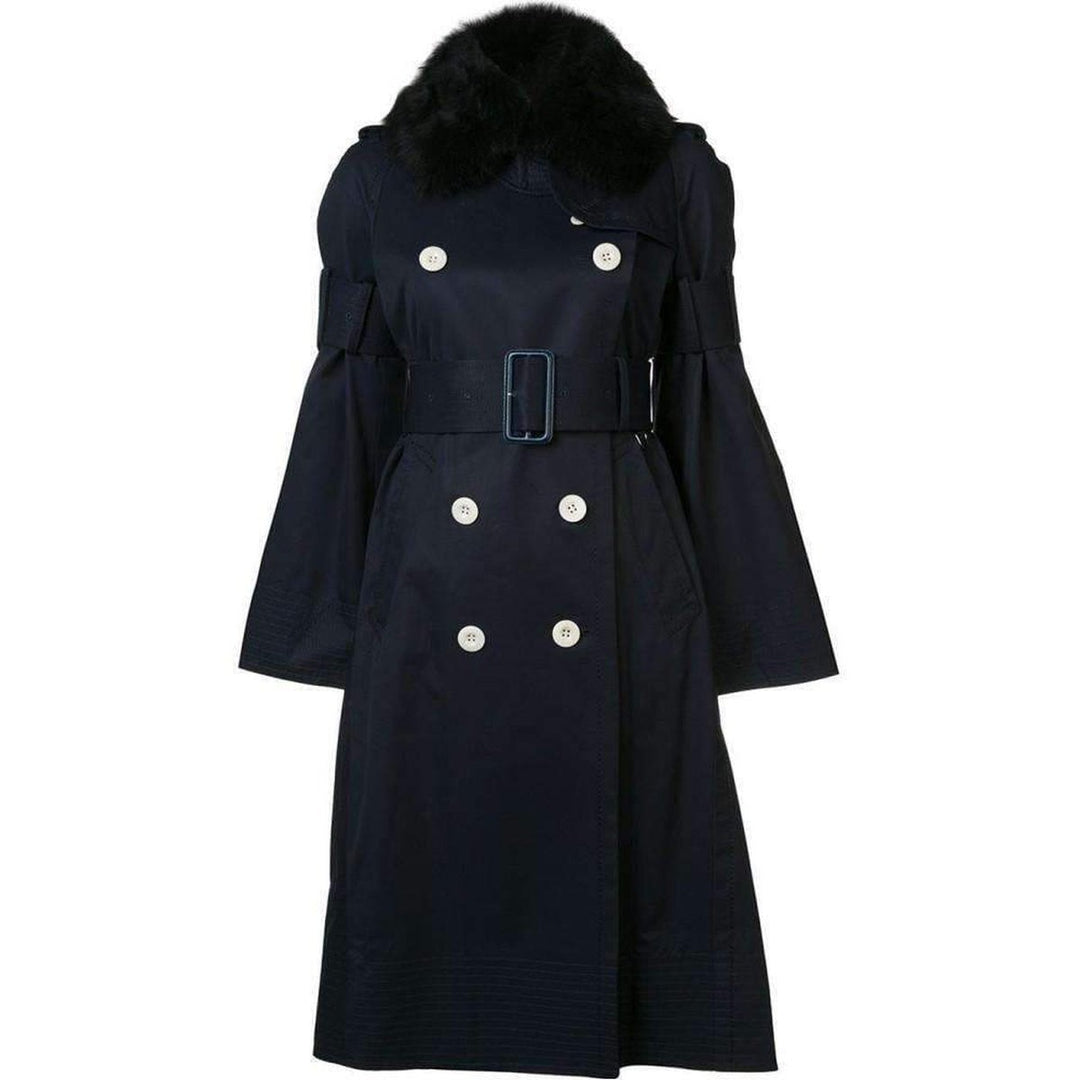 Sacai-Black Double Breasted Cotton-twill Trench Coat - Runway Catalog