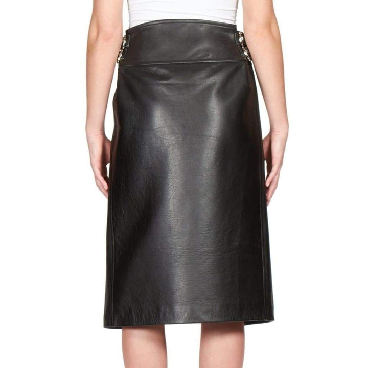 Black Leather Fringe Moto Skirt