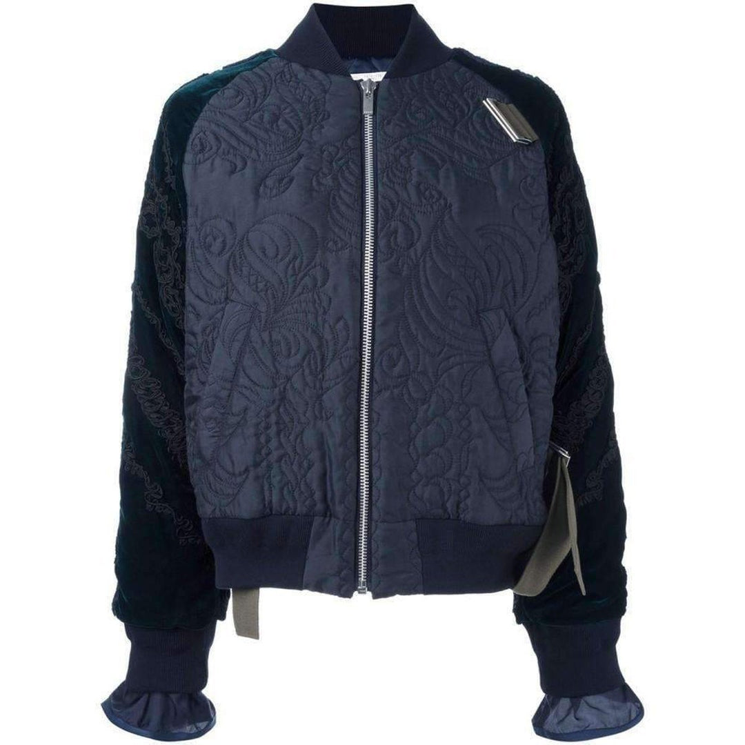 Sacai-Calligraphy Embroidered Bomber Jacket - Runway Catalog