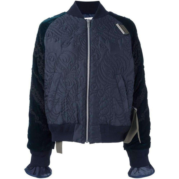 Sacai-Calligraphy Embroidered Bomber Jacket - Runway Catalog