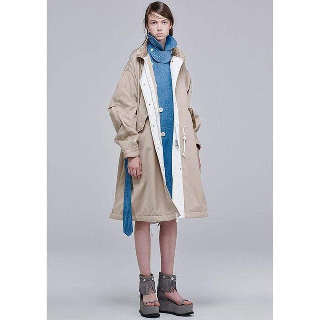 Contrast Insert Natural Oversized Coat