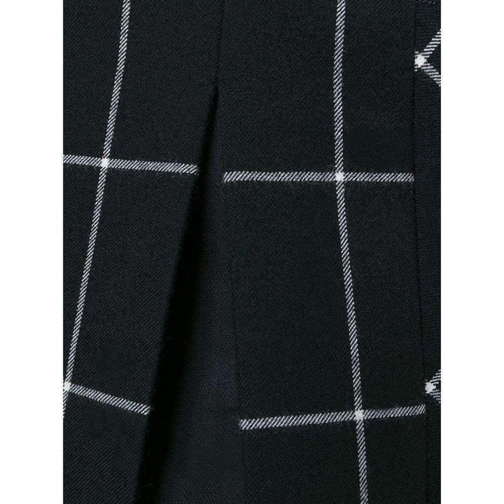 Cotton Twill-Paneled Checked Wool Skirt