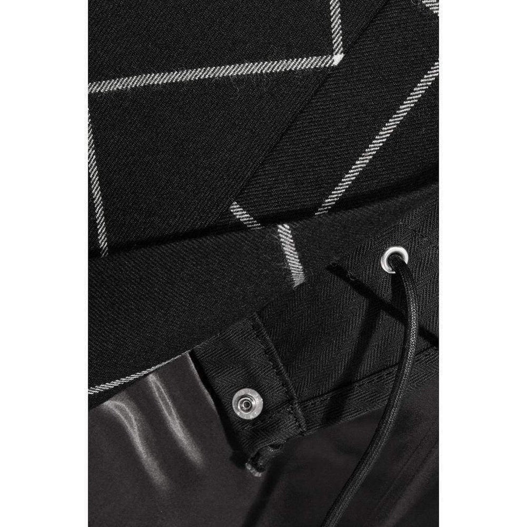 Cotton Twill-Paneled Checked Wool Skirt