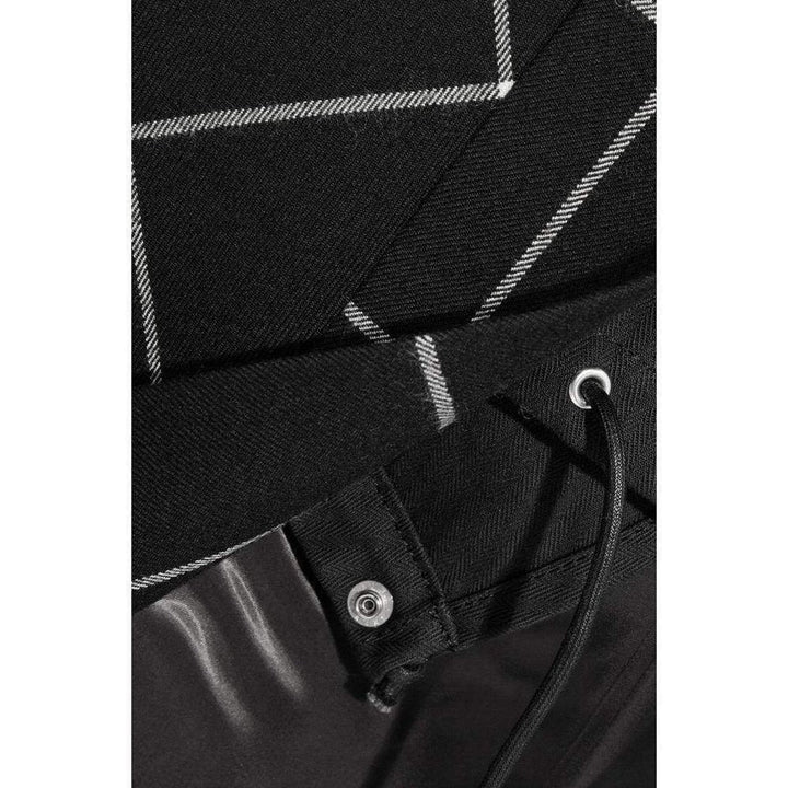 Cotton Twill-Paneled Checked Wool Skirt