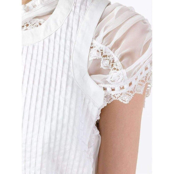Lace Trim White Seersucker Dress