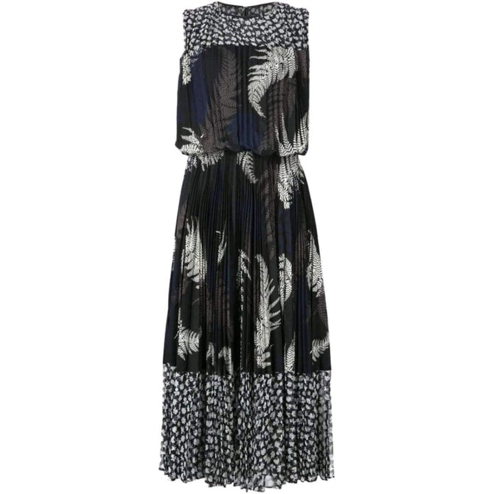 Sacai-Mixed Print Pleated Maxi Dress - Runway Catalog