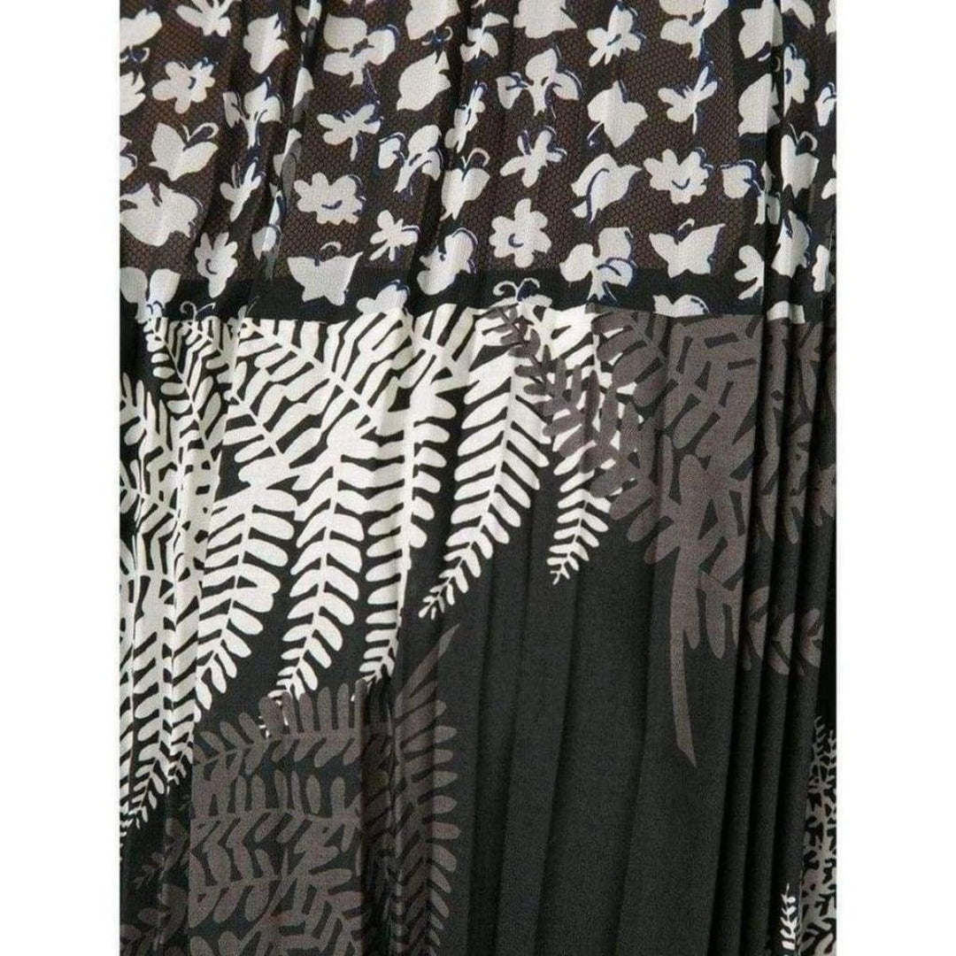 Mixed Print Pleated Maxi Dress