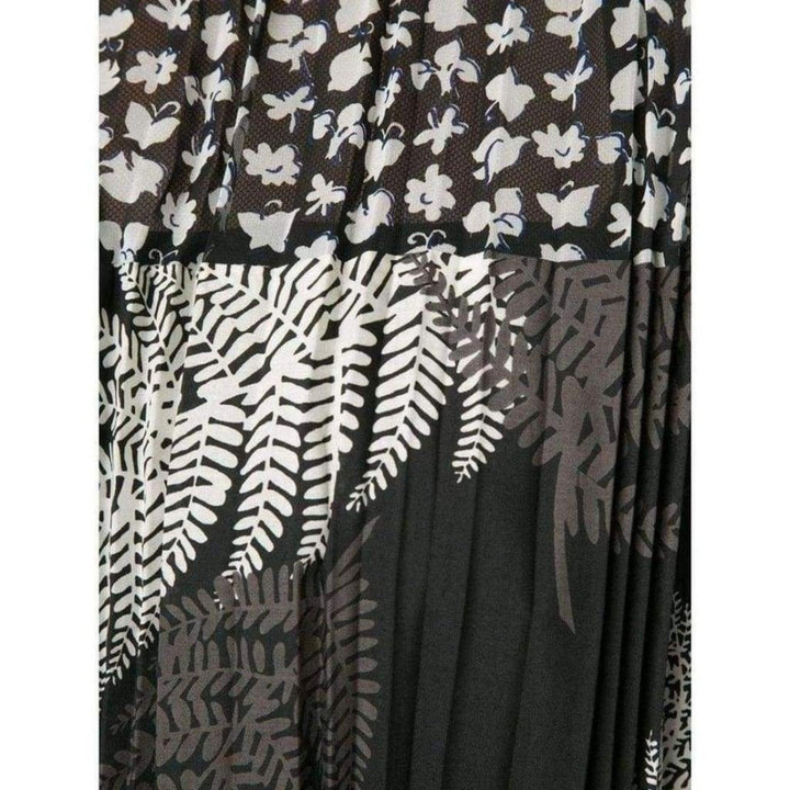 Mixed Print Pleated Maxi Dress