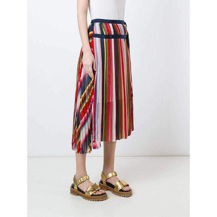 Multi Coloured Striped Midi Skirt
