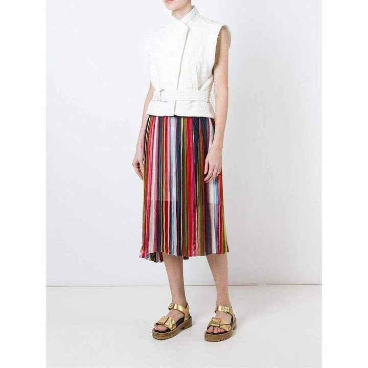 Multi Coloured Striped Midi Skirt
