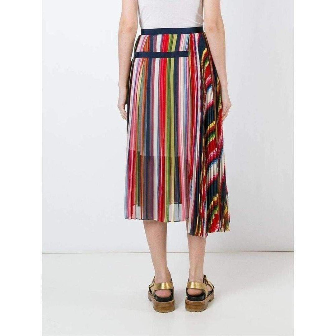 Multi Coloured Striped Midi Skirt