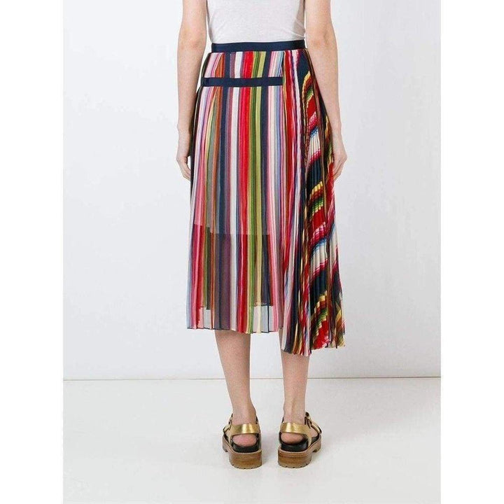 Multi Coloured Striped Midi Skirt