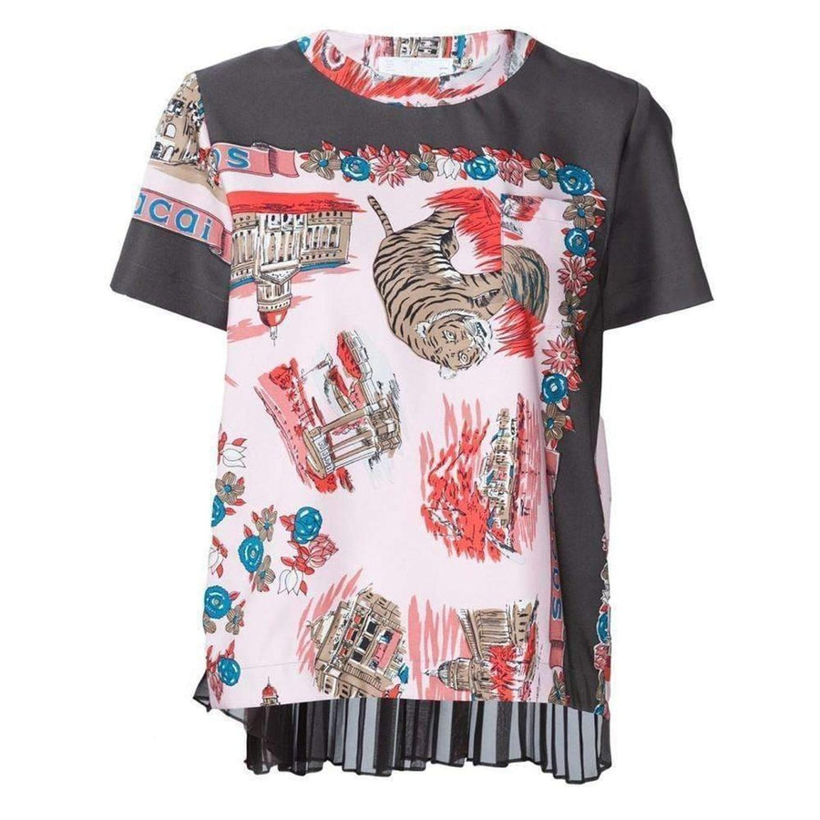Sacai-Souvenir Scarf Print T-Shirt - Runway Catalog