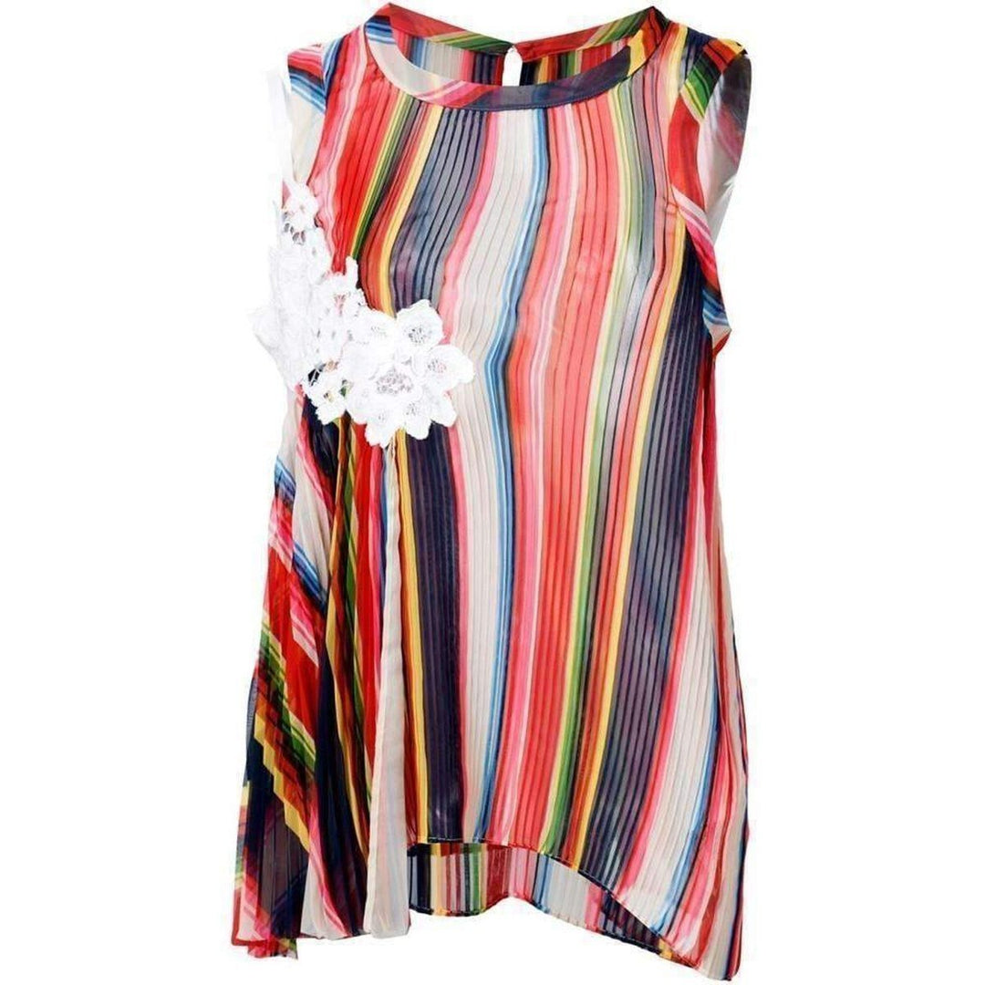 Sacai-Striped Pleated Camisole Tank Top - Runway Catalog