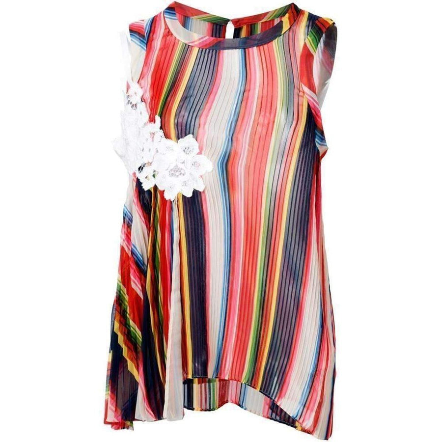 Sacai-Striped Pleated Camisole Tank Top - Runway Catalog