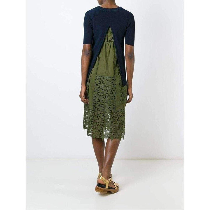 Sweater Top Green Embroidered Dress