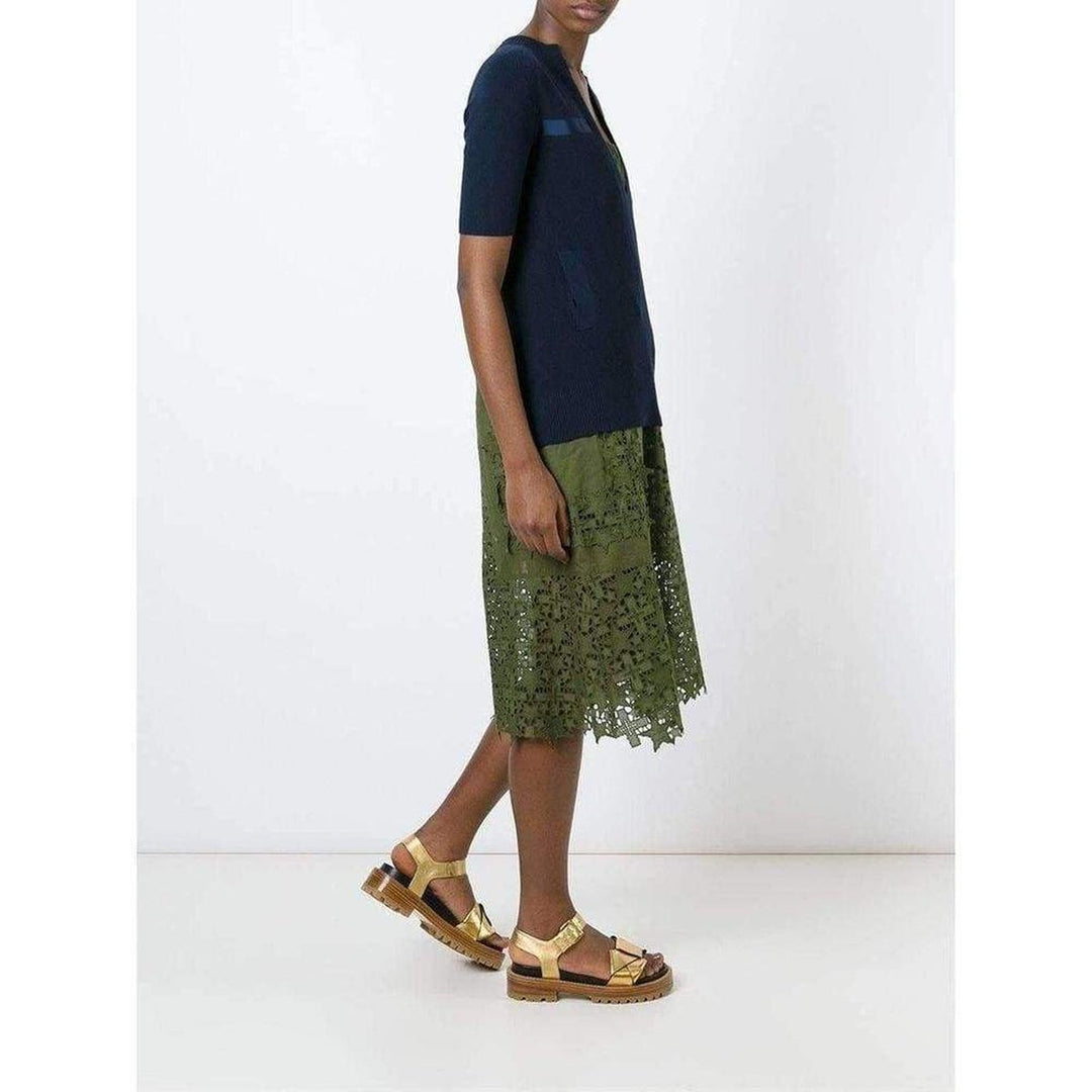 Sweater Top Green Embroidered Dress