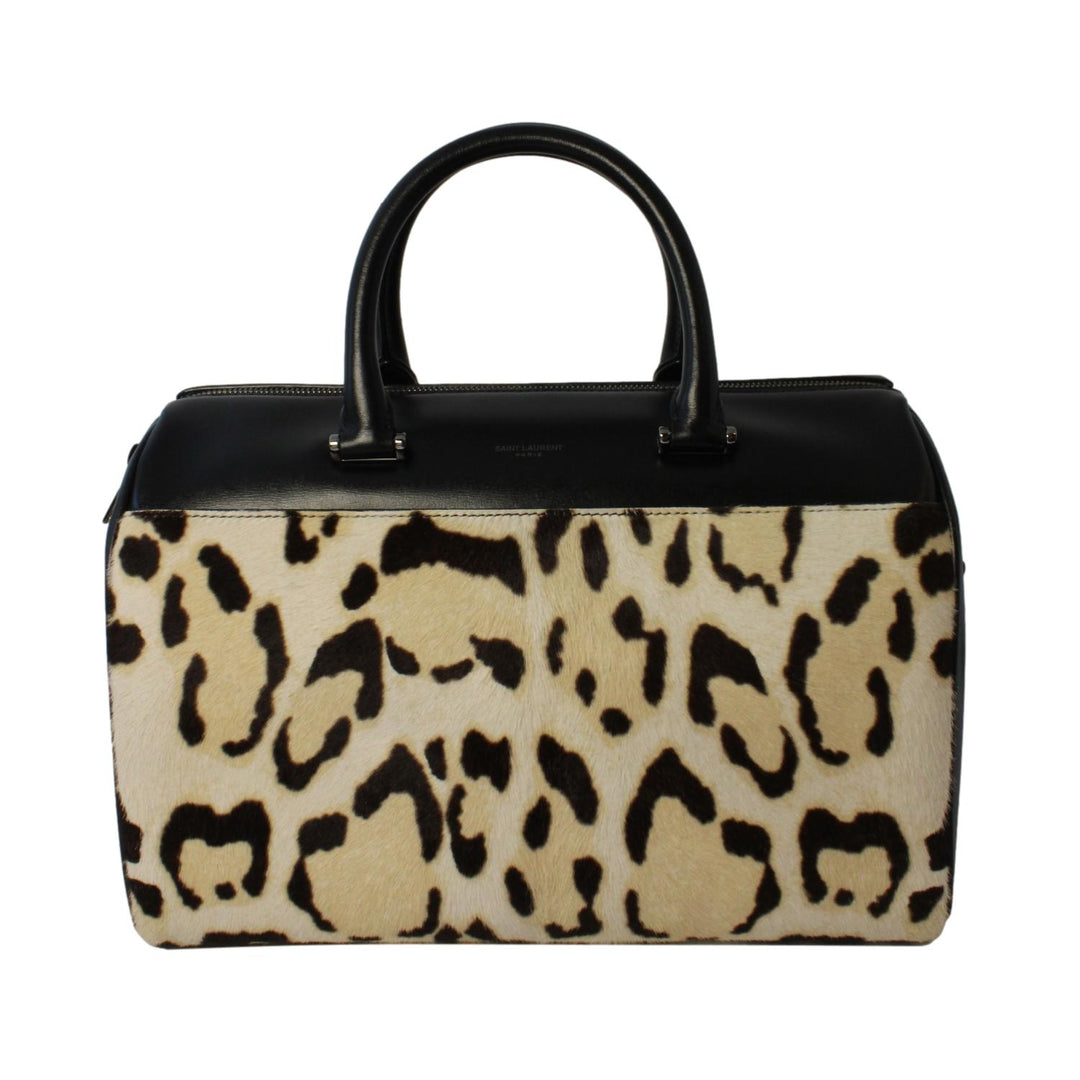 Saint Laurent 12 Hour Calfskin Leather Pony Hair Duffle Bag 533480