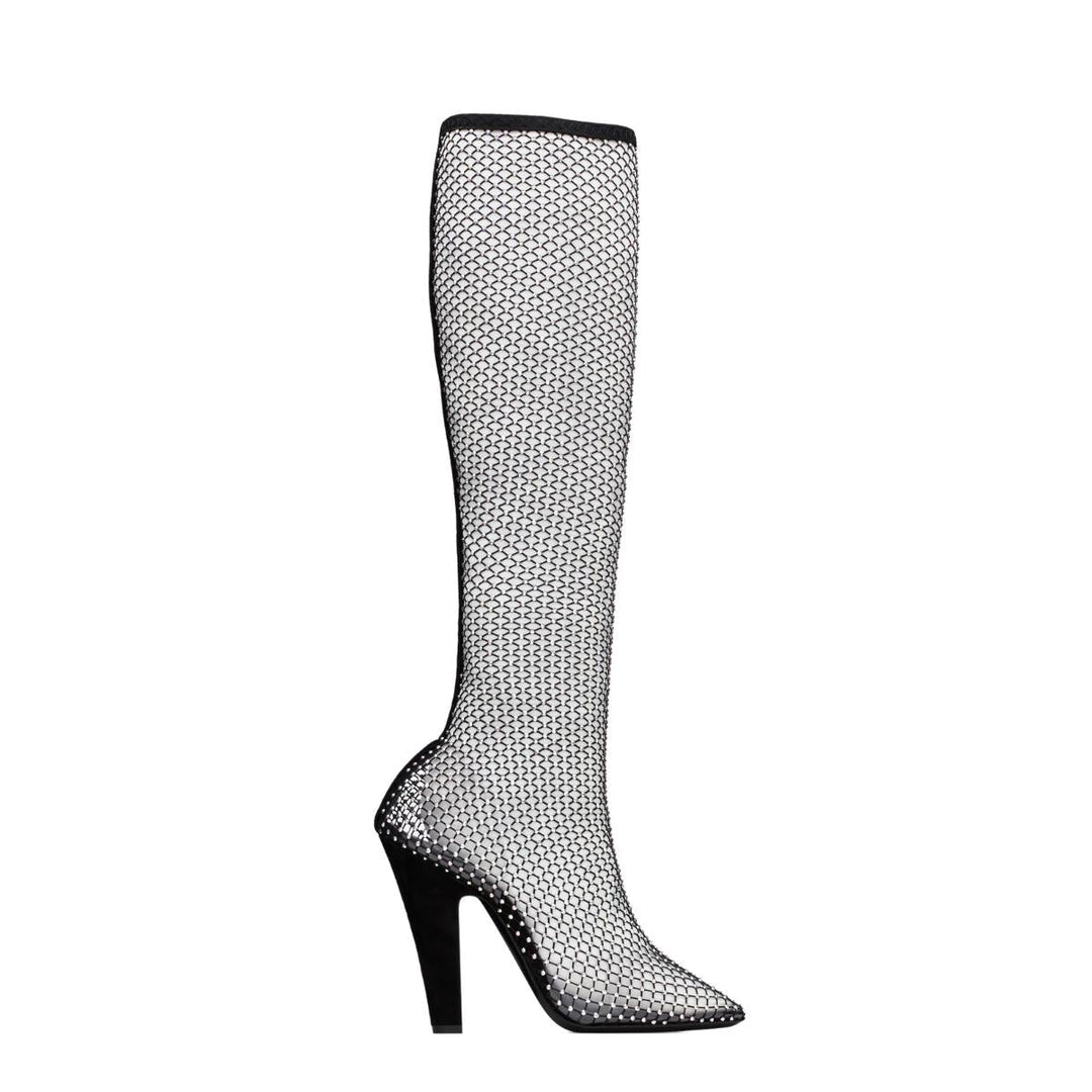 Saint Laurent-68 Boots in Mesh with Rhinestones - Runway Catalog