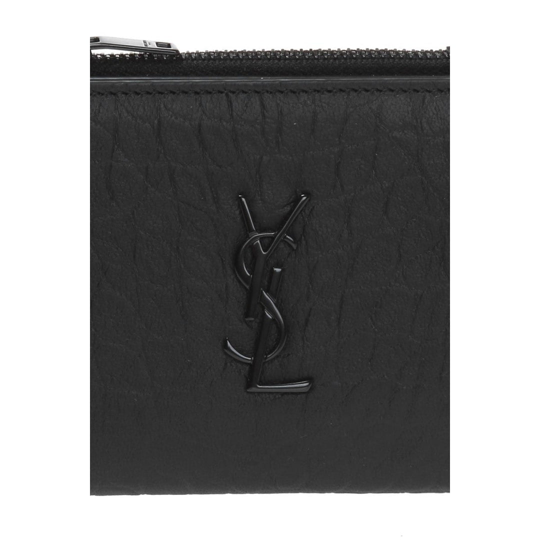 Saint Laurent Black Crocodile Calf Leather YSL Monogram Wallet 529875