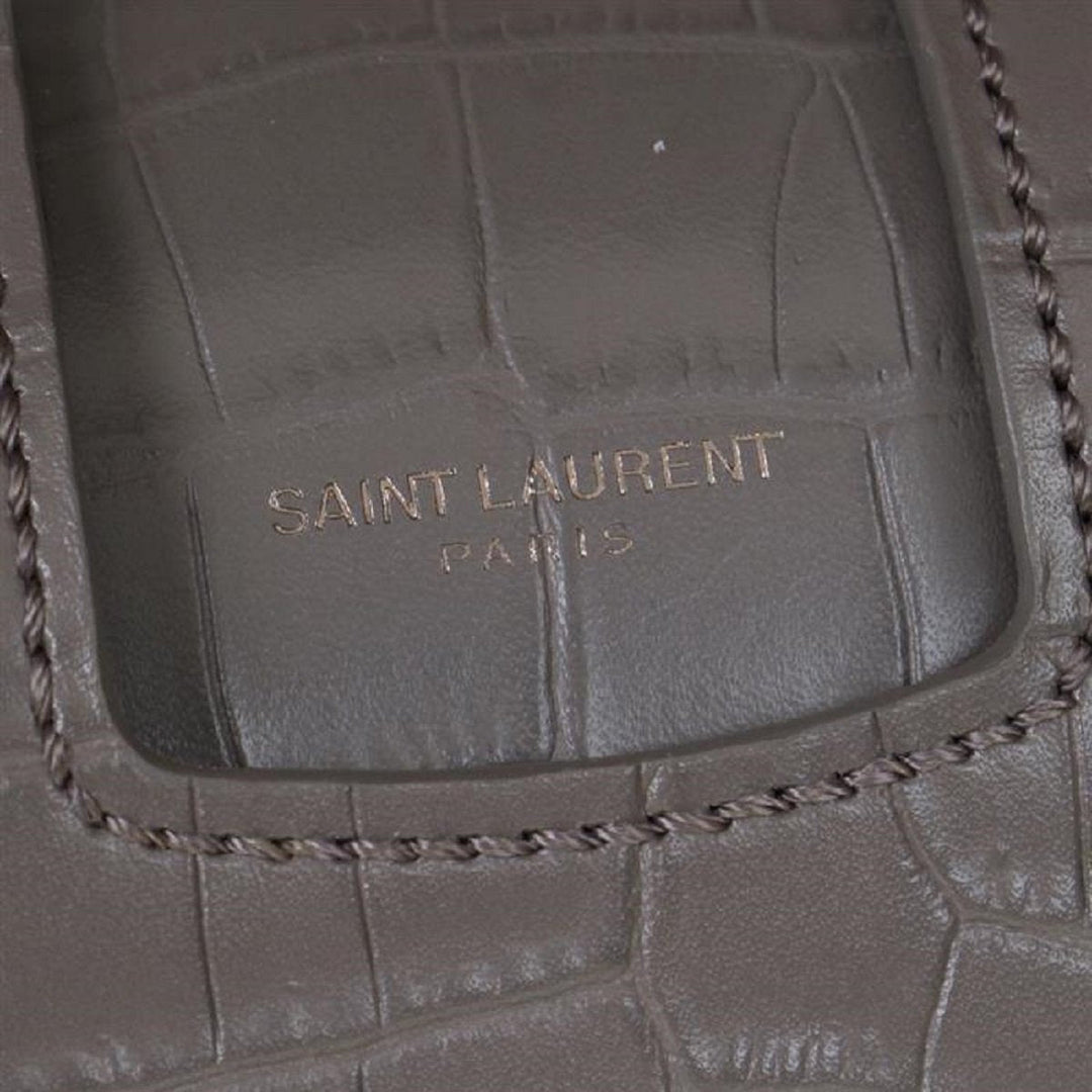 Saint Laurent Charlotte Crocodile Embossed Leather Grey Bag 486638