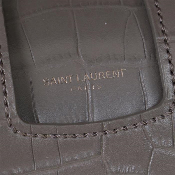 Saint Laurent Charlotte Crocodile Embossed Leather Grey Bag 486638