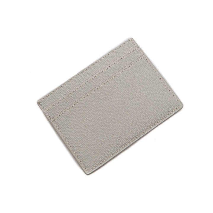 Saint Laurent Grey Grain de Poudre Leather Credit Card Case 375946