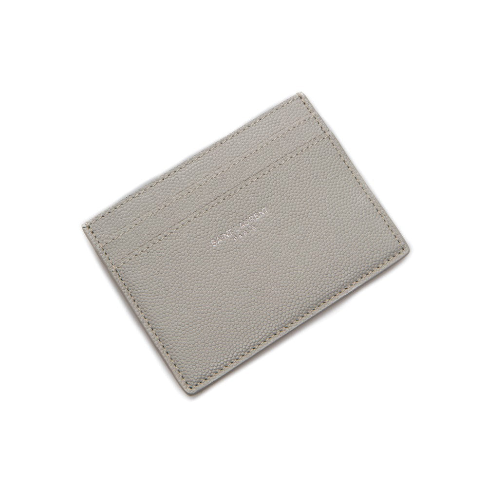 Saint Laurent Grey Grain de Poudre Leather Credit Card Case 375946