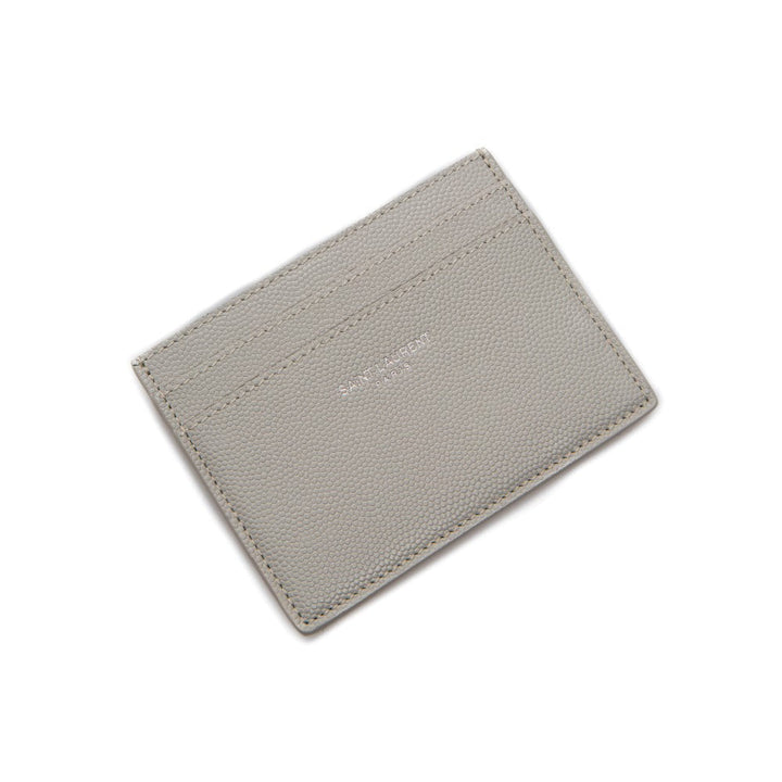 Saint Laurent Grey Grain de Poudre Leather Credit Card Case 375946