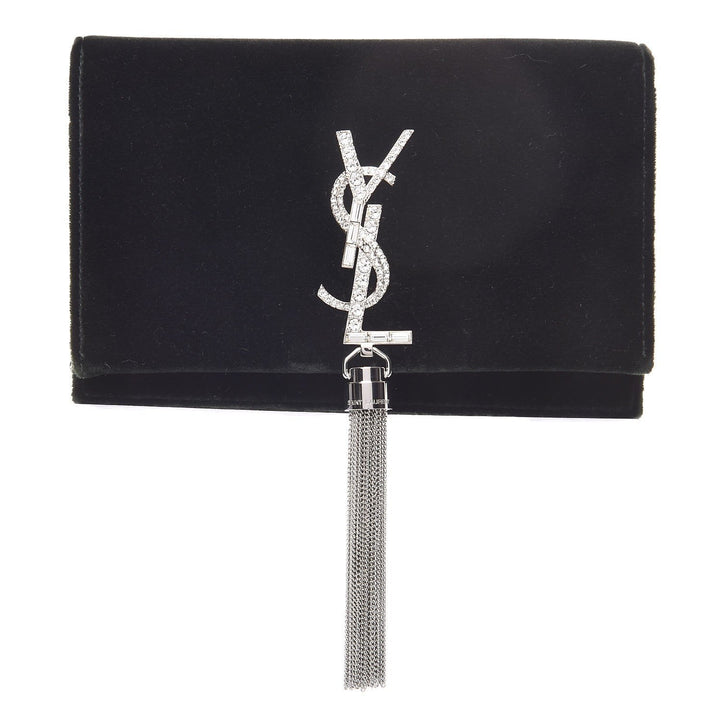 Saint Laurent Monogram Kate Tassel Crystal Green Velvet Cross Body 491521