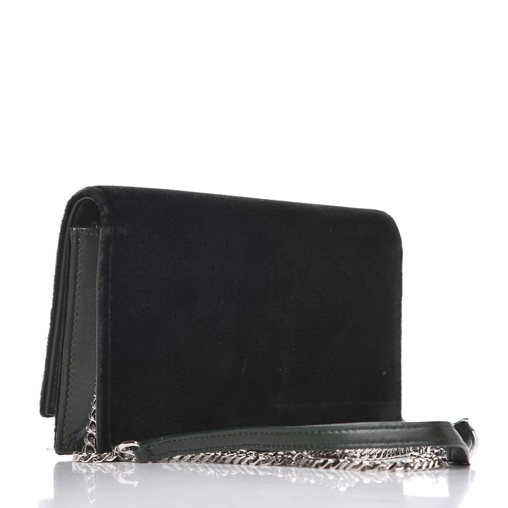 Saint Laurent Monogram Kate Tassel Crystal Green Velvet Cross Body 491521