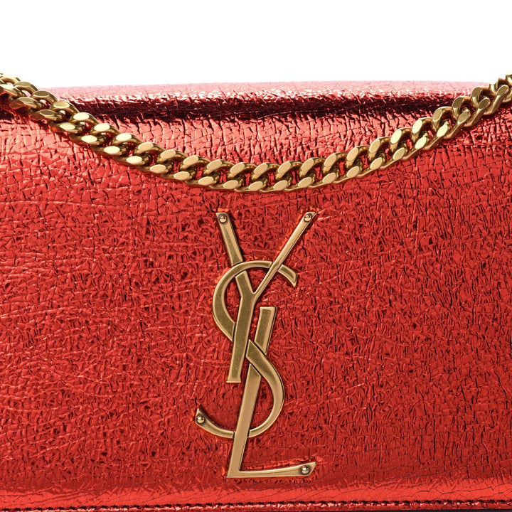 Saint Laurent Kate Monogramme Red Metallic Leather Crossbody Bag 469390