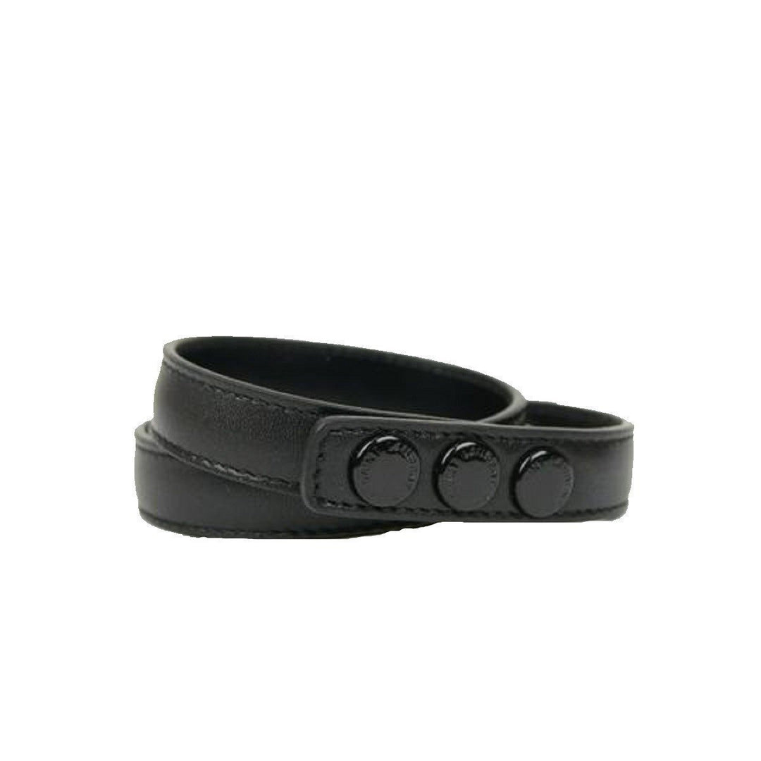 Saint Laurent Le Trois Clous Double Wrap Black Leather Studded Bracelet 415293