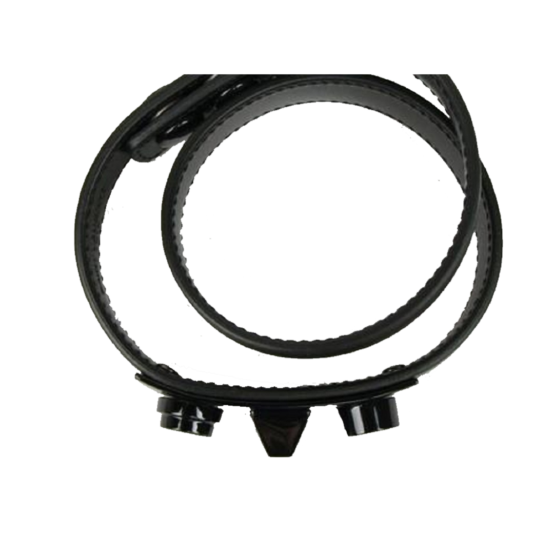 Saint Laurent Le Trois Clous Double Wrap Black Leather Studded Bracelet 415293