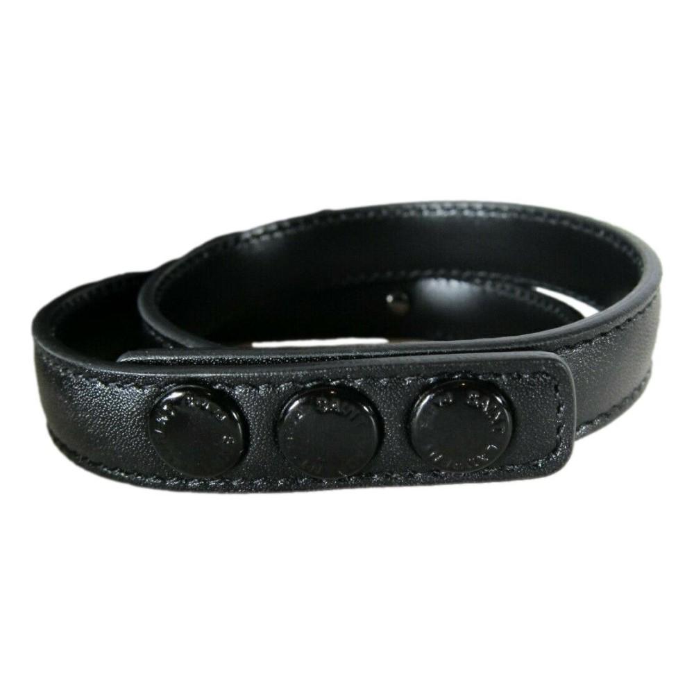 Saint Laurent Le Trois Clous Double Wrap Black Leather Studded Bracelet 415293