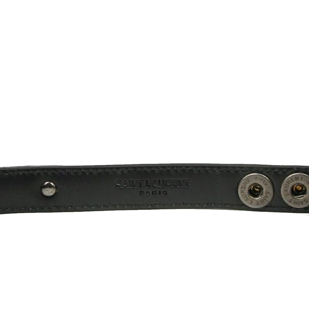 Saint Laurent Le Trois Clous Double Wrap Black Leather Studded Bracelet 415293