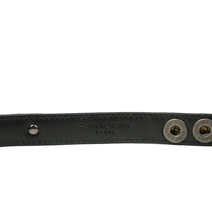Saint Laurent Le Trois Clous Double Wrap Black Leather Studded Bracelet 415293
