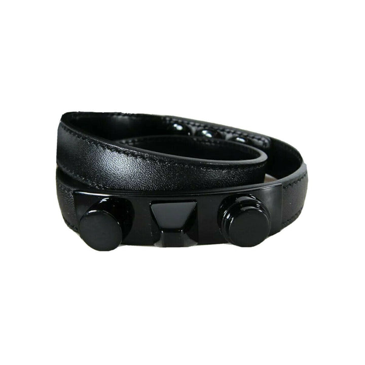 Saint Laurent Le Trois Clous Double Wrap Black Leather Studded Bracelet 415293
