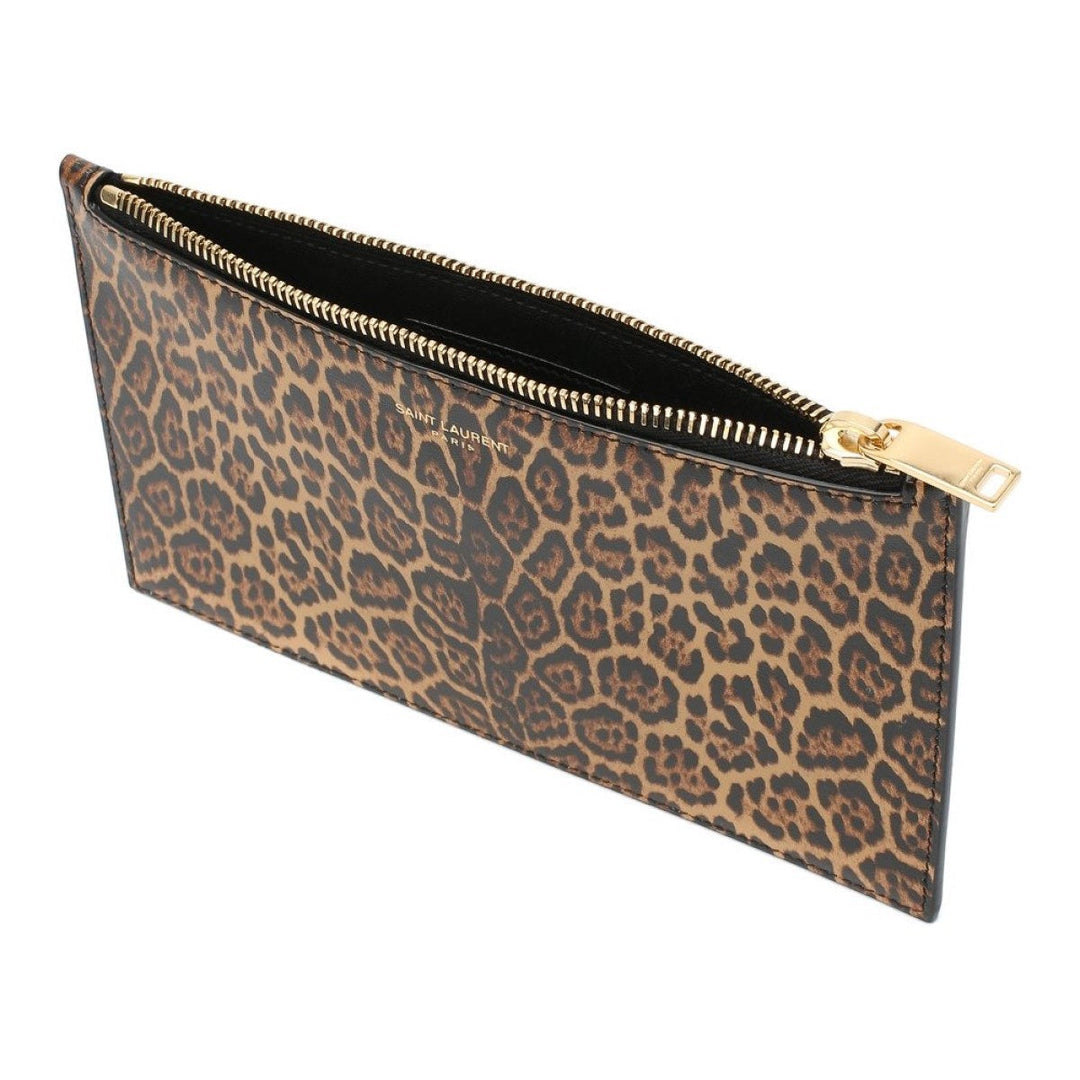 Saint Laurent Leopard Printed Calfskin Leather Small Pouch 635097