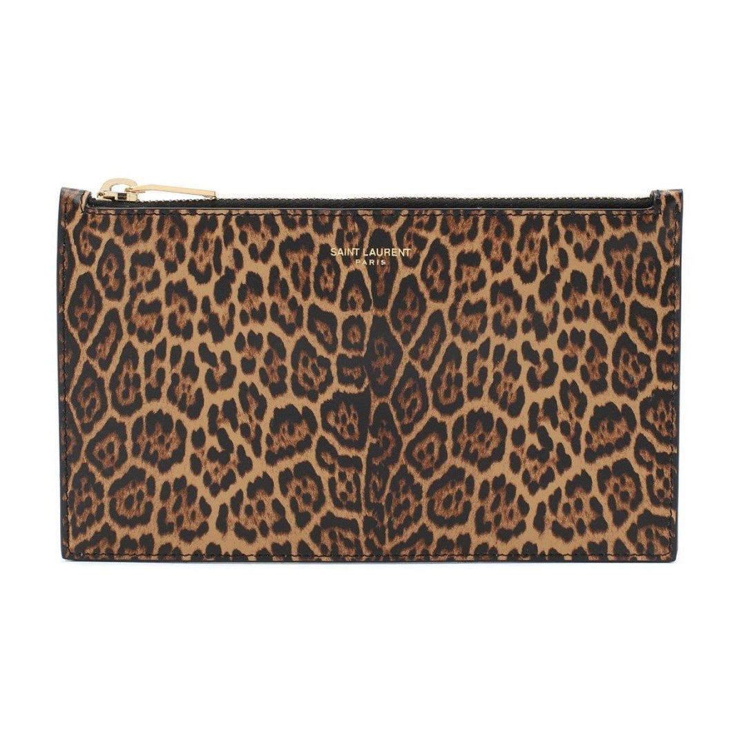 Saint Laurent Leopard Printed Calfskin Leather Small Pouch 635097