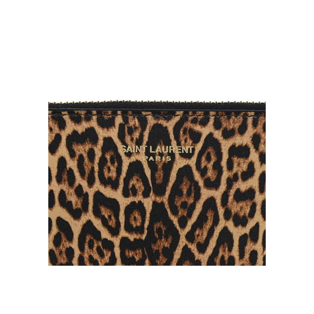 Saint Laurent Leopard Printed Calfskin Leather Small Pouch 635097