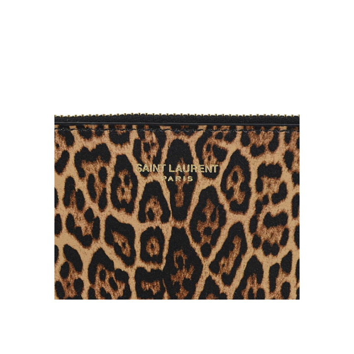 Saint Laurent Leopard Printed Calfskin Leather Small Pouch 635097