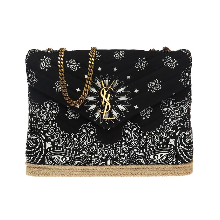 Saint Laurent Loulou Black Paisley Quilted Monogram Medium Shoulder Bag 487216