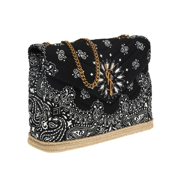 Saint Laurent Loulou Black Paisley Quilted Monogram Medium Shoulder Bag 487216