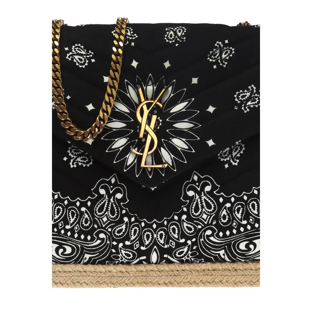 Saint Laurent Loulou Black Paisley Quilted Monogram Medium Shoulder Bag 487216