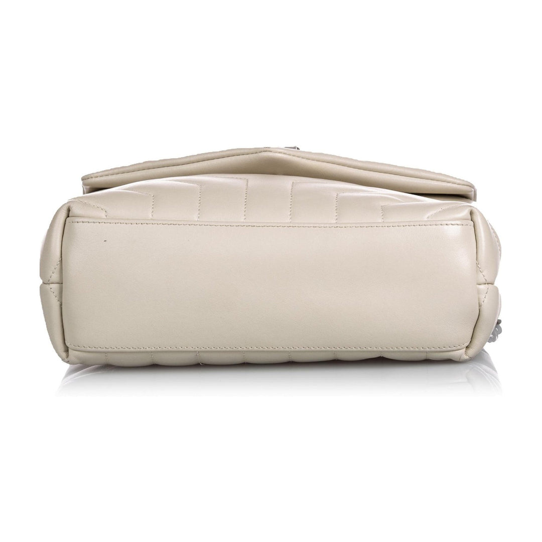 Saint Laurent Loulou Ivory Leather Matelasse Medium Shoulder Bag 458716