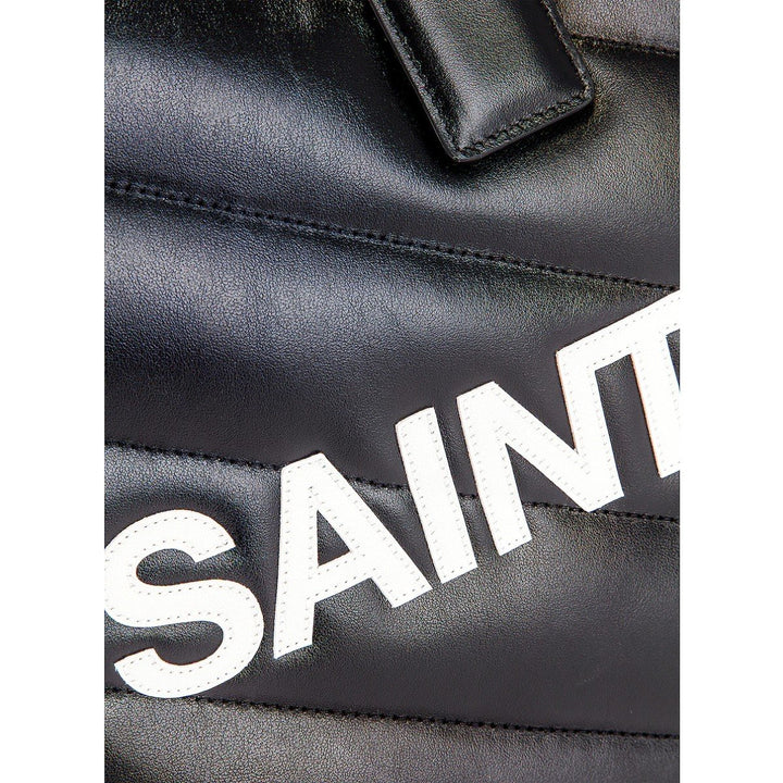 Saint Laurent Miles Logo Black Calf Leather Duffel Bowling Bag 525145